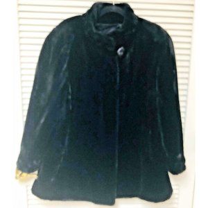 VTG Olympia Black Faux Fur Lined Coat Women's L Plush Quilted Pockets